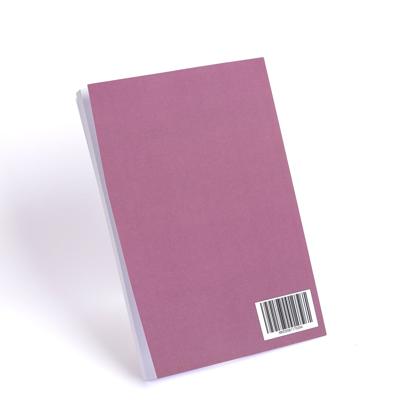 Purple notebook with a barcode on a white background