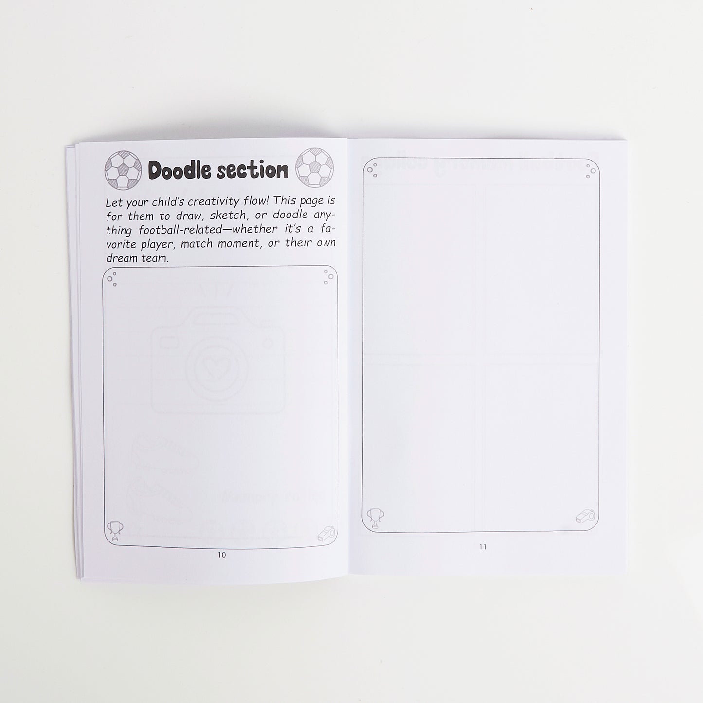 Blank pages with text for doodling on a white background